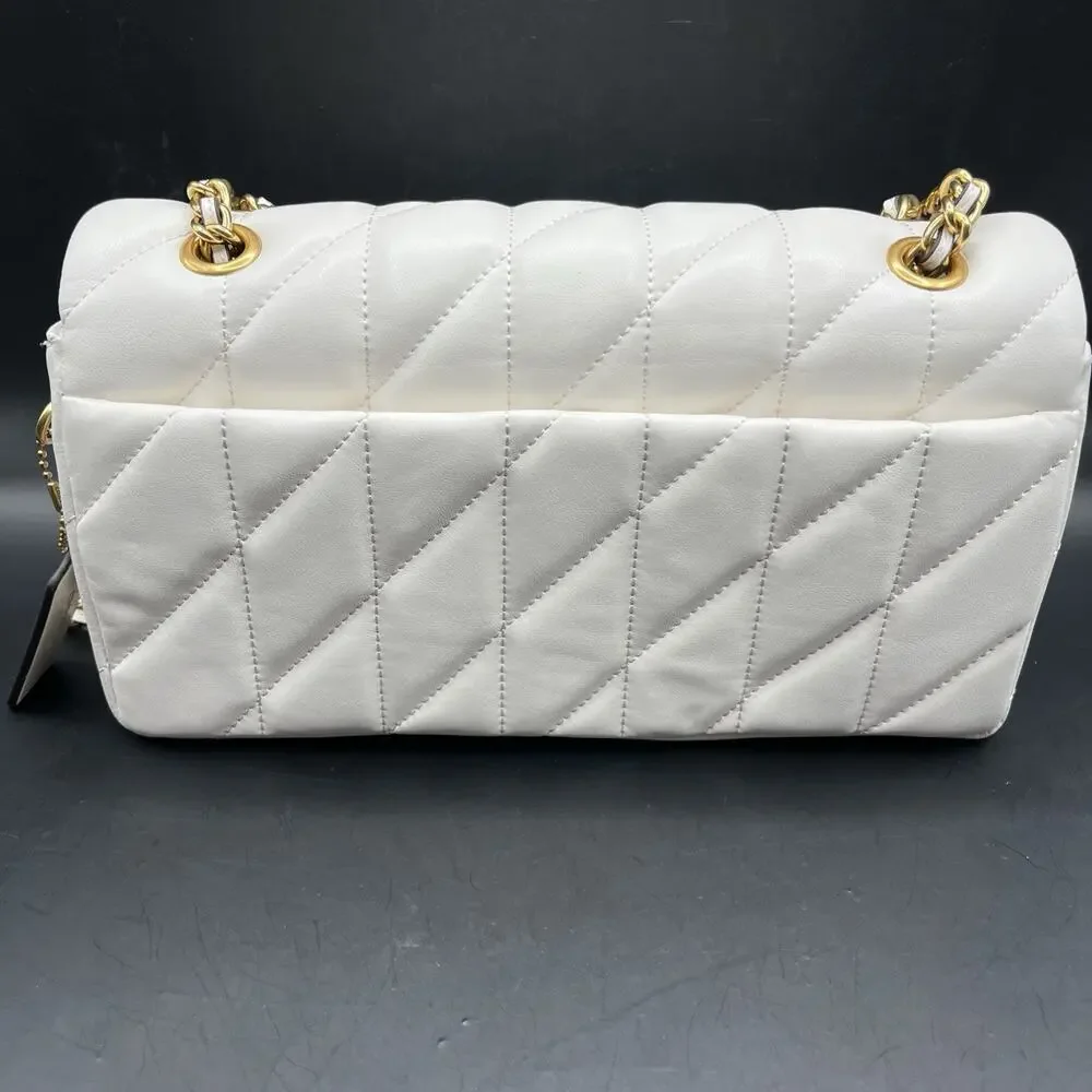 COACH Tabby Shoulder Bag 26 Quilted CP150 Brass / Chalk White Leather NWOT